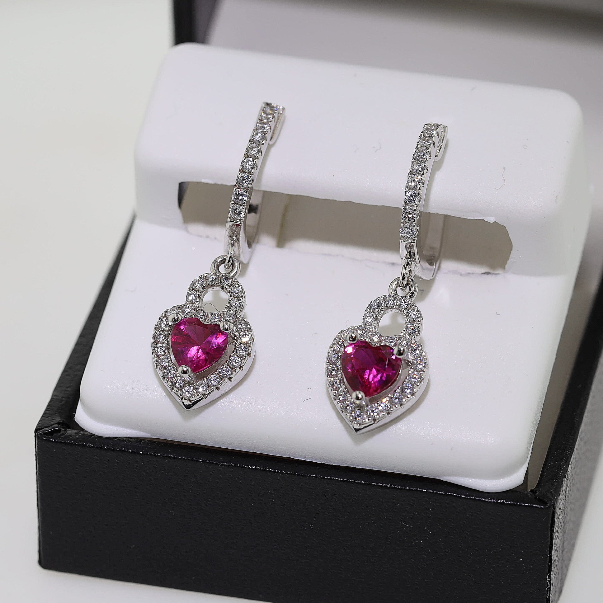 Elegant Red Heart Earrings