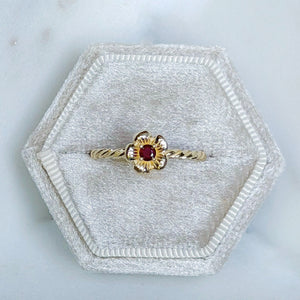 Wild Rose Rings - 10K Solid Yellow Gold -Genuine Birthstones