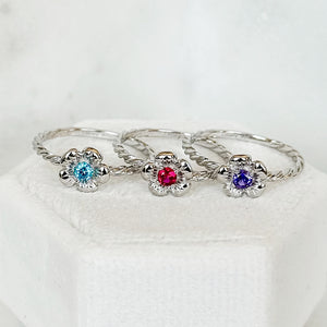 Reimagined Wild Rose Rings - Sterling Silver Birthstones