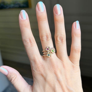 Wild Rose Rings - 10K Solid Yellow Gold -Genuine Birthstones