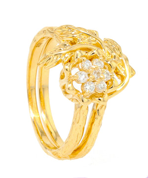 Large Tulip Ring Leaf Wrap - Yellow Gold